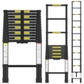 Telescopic Ladder 3.8m Portable Extension Aluminum Telescoping Ladder for Household and Outdoor Working Black