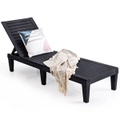 Costway Outdoor Sun Lounge Recliner Patio Chaise Beach Chair w/Adjustable Backrest Black