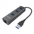 SIMPLECOM CHN410 Black Aluminium 3 Port USB 3.0 HUB with Gigabit Ethernet Adapter 1000Mbps for PC MAC - CBAT-USBCLAN - USMB-MB-HUB33E - NWTL-UE330