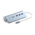 Satechi Blue Aluminium USB-C Male To Female USB 3.0 Hub/Card Reader Adapter Port
