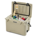 Costway 21L Outdoor Ice Chest Portable Hard Cooler w/Bottle Opener Camping BBQ Beach RV Beige