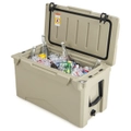 Costway 47L Outdoor Ice Chest Portable Hard Cooler w/Bottle Opener Camping BBQ Beach RV Beige