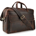 Men's Leather Briefcase 17" Laptop Messenger Bag Business Travel