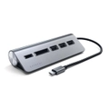 Satechi Space GRY Aluminium USB-C Male To Female USB 3.0 Hub/Card Reader Adapter