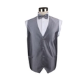 Mens Dark Silver Checkered Patterned Vest Waistcoat & Matching Bow Tie
