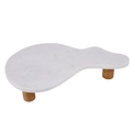 Amalfi Puddle Marble Serving Board Wooden Legs Charcuterie Platter Cheese Board
