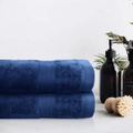 Luxury Pure Organic Cotton 600GSM 2 Pieces Bath Sheet Set - Navy Blue