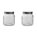 2x Anchor Hocking 1L Cracker Glass Jar Food Container Organiser w/ Screw Lid CLR