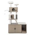 Costway 2IN1 Cat Tree Tower Kitty Condo House Pet Litter Box Enclosure Grey
