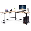 Costway L-shaped Computer Desk Corner Desk w/CPU Stand Home Office Writing Desk 2 Person Study Workstation