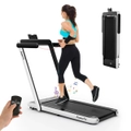 Costway 2 IN 1 Electric Desk Treadmill 12kmh APP, Folding Running Machine Home Gym Walking Pad 120kg Capacity, White