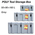 Grey Poly Tool Box Storage 50+90+160L Plastic Case Heavy Duty Waterproof Cargo