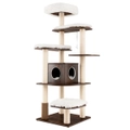 Costway 179 cm Wooden Cat Tree 7-Layer Sisal Scratching Posts Tower w/Perch & Cushions Condo House