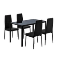 Marble Dining Table Set 4 Chairs Sintered Stone Large Glossy Desk Modern Restaurant Kitchen Bedroom Office Work Black