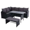 Gardeon 8-Seater Outdoor Dining Set Corner Seats Table Bench - Black