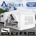 Advwin 3x3m Pop Up Marquee with 4 Sidewalls, Portable Commercial Instant Shelter Outdoor Gazebo(White)