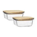 2pc Ecology Nourish 11.5cm Square Glass Storage Food Container w/ Bamboo Lid