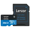 Lexar 633x MicroSD Memory Card w Adaptor - 256GB
