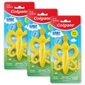 3PK Colgate Baby Training Toothbrush Silicone Teether 0-12m Butterfly Yellow