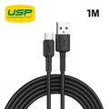 USP BoostUp Braided USB-C to USB-A Cable (1M) Black -3A Fast Safe Charge,Strong Durable,Samsung Galaxy,Apple iPhone,iPad,MacBook,Google,OPPO,Nokia 6972890207040