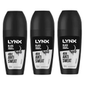 3x Lynx Men 50ml Antiperspirant Roll On 48Hr Sweat Protection f/ Underarms Black