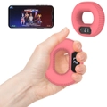 ADVWIN Hand Grip Strength Trainer, Fun Game Hand Grip Strengthener Ring with LED Counting Display, Connect APP, Non-Slip Gripper Pink