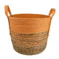 Urban 23cm Rattan Basket w/ Handle Home Decor Round Planter/Storage SM/LG Orange