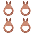 4x Urban Bunny 11cm Silicone Teether Ring Baby Teething Chew Toy Round Pink