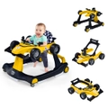 4-In-1 Foldable Baby Walker Stroller Toddler Push Car Adjustable Ride On Toys Activity Center Music Box & Wheels Kids Gift, Yellow
