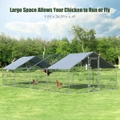 Costway 3x8x1.95m Chicken Coop Large Cage Run Walk-In Pet House Rabbit Hutch w/2 Roof Cover, Outdoor Yard Farm