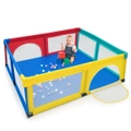 Costway Baby Playpen Extra Large Playards Infants Play Activity Center w/50 Ocean Balls & Breathable Mesh Rainbow