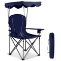 Costway Outdoor Camping Chair with Canopy Foldable Beach Arm Chair Sun Shade Folding Fishing Picnic w/Cup Holders