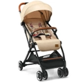 Costway Folding Baby Stroller & Pushchair Pram w/Adjustable Backrest & Footrest & 5-Point Harness,Beige