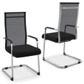 Set of 2 Office Guest Chair Meeting Room Conference Chair Mid-Back Mesh