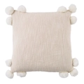 Amalfi Woven Pom Pom Cushion Natural & White 50x50x2cm