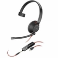 Poly Blackwire C5210 Wired On-ear, Over-the-head Mono Headset - Monaural - Supra-aural - 20 Hz to 20 kHz - Noise Cancelling Microphone - Mini-phone A