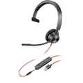 Plantronics Blackwire BW3310-M USB-A Wired Over-the-head Mono Headset - Monaural - Supra-aural - 32 Ohm - 20 Hz to 20 kHz - Noise Cancelling - USB A