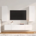 TV Cabinet Set 4 Piece Engineered Wood TV Stand White/High Gloss White vidaXL