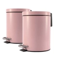 SOGA 2X 12L Foot Pedal Stainless Steel Rubbish Recycling Garbage Waste Trash Bin Round Pink LUZ-RubbishBinRound12LPinkX2
