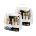 SOGA 2X 2 Tier White Countertop Makeup Cosmetic Storage Organiser Skincare Holder Jewelry Storage Box with Handle LUZ-BathC101X2