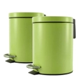 SOGA 2X 7L Foot Pedal Stainless Steel Rubbish Recycling Garbage Waste Trash Bin Round Green LUZ-RubbishBinRound7LGreenX2