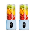 SOGA 2X Portable Mini USB Rechargeable Handheld Juice Extractor Fruit Mixer Juicer Blue LUZ-JuicerMN2BlueX2