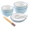 SOGA Blue Japanese Style Ceramic Dinnerware Crockery Soup Bowl Plate Server Kitchen Home Decor Set of 6 LUZ-BowlG301