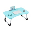 SOGA Blue Portable Bed Table Adjustable Foldable Bed Sofa Study Table Laptop Mini Desk with Notebook Stand Card Slot Holder Home Decor LUZ-BedTableG43