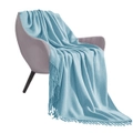 SOGA Sky Blue Acrylic Knitted Throw Blanket Solid Fringed Warm Cozy Woven Cover Couch Bed Sofa Home Decor LUZ-Blanket914