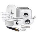 SOGA White Antler Printed Ceramic Dinnerware Set Crockery Soup Bowl Plate Server Kitchen Home Decor Set of 28 LUZ-BowlG775