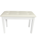 Crown Standard Tufted Duet Piano Stool with Storage Compartment (White)