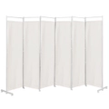 Costway 6 Panel Room Divider Folding Privacy Screen 3x1.8M Partition Freestanding Steel Frame Home Office,White