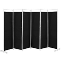 Costway 6 Panel Room Divider Folding Privacy Screen 3x1.8M Partition Freestanding Steel Frame Home Office,Black