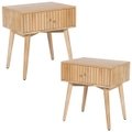 Chicory Set of 2 Bedside Table Bed Storage Cabinet Solid Mango Wood Nightstand